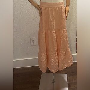 H by Halston 100% Linen Maxi Skirt with Pockets Salmon Color Sz M